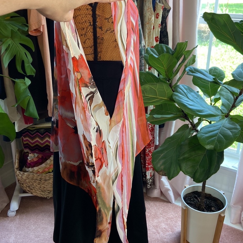 Maggie Barnes Floral Kimono Shawl Poncho Top Sz 0X 14/16 - Picture 3 of 6